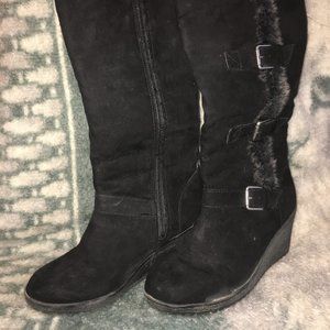 Rampage Womens Black Wedge Boots 7.5